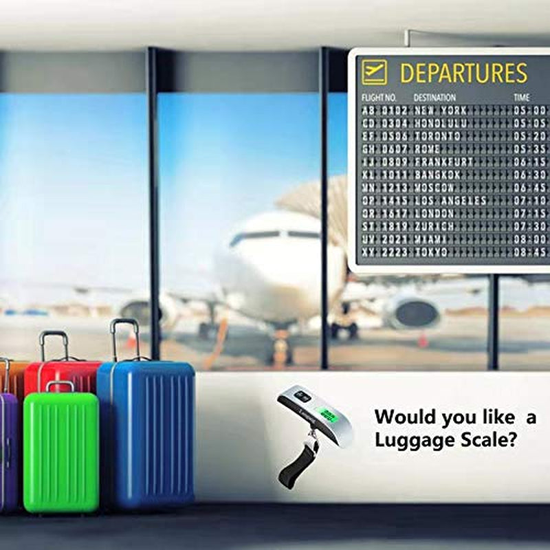 Travel-Ready Digital Luggage Scale – Portable, Lightweight, Backlit Display, 110 lb Capacity, Hook & Battery Included for Easy Weighing