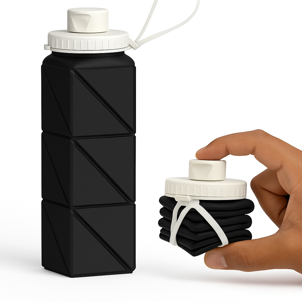 Black Foldable Silicone Water Bottle