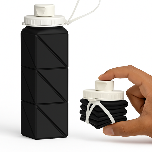 Black Foldable Silicone Water Bottle