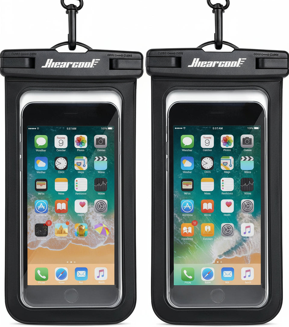 Waterproof Phone Pouch, Universal Case Compatible for Iphone 17 16 15 14 13 Pro Max plus up to 8.3", IPX8 Beach Travel Essentials-Black-2 Pack