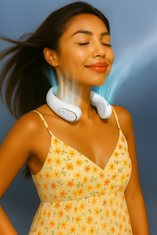 Bladeless Portable Neck Fan - 5200mAh Rechargeable Personal Fan with 360° Cooling & Strong Airflow