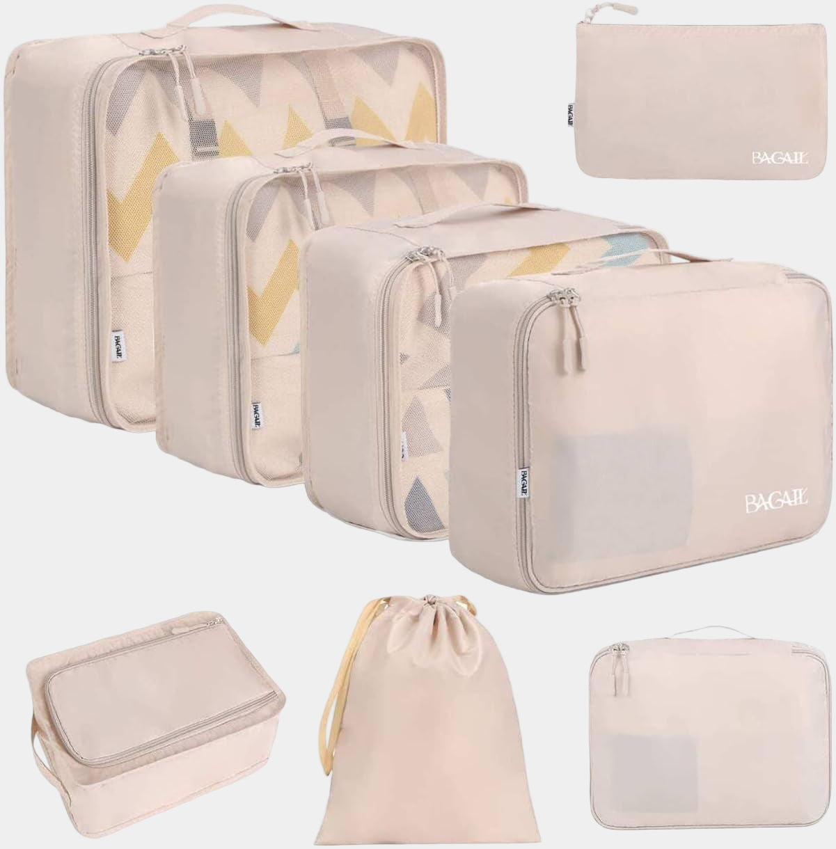 8 Set Packing Cubes Luggage Packing Organizers for Travel Accessories-Jet Black