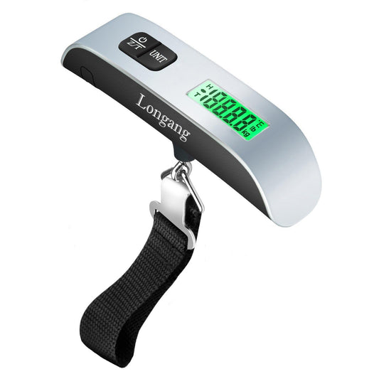 Travel-Ready Digital Luggage Scale – Portable, Lightweight, Backlit Display, 110 lb Capacity, Hook & Battery Included for Easy Weighing