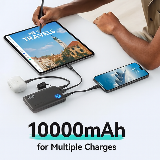 Ultra-Slim 10000mAh Portable Charger – Fast USB-C Power Bank for iPhone, Samsung, Pixel & More